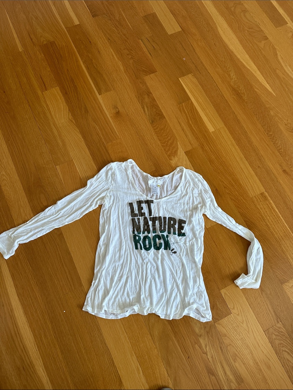 White Long Sleeve Graphic Tee - Let Nature Rock